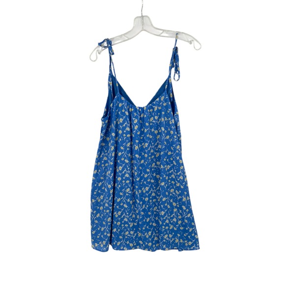 Blues & Greys Babydoll Dress Womens Sz L Retro Fairy Coquette Flowy Floral Cute - Picture 2 of 9